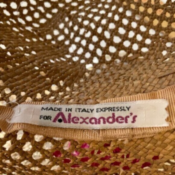 Made In Italy Expressly for Alexander's Vintage Flower Decorated Straw Hat - Picture 5 of 14